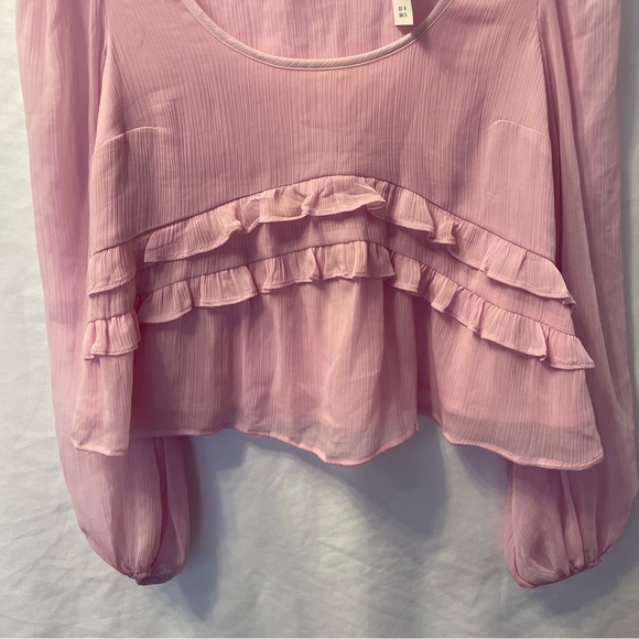 Abercrombie & Fitch NWT Womens Small Feminine Peasant Top Chiffon Sheer Ruffle - Picture 5 of 16